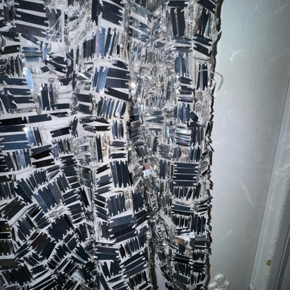 Worn once - ASOS Silver Sequin Long Sleeve Party Disco Dance Dress - Picture 4 of 12